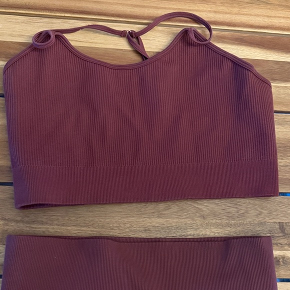 Rust Red Ribbed Two-Piece Set - Picture 2 of 5